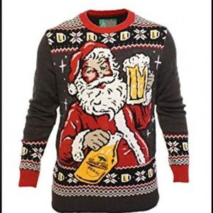 Ugly Christmas Sweater - Black and Red Santa Design